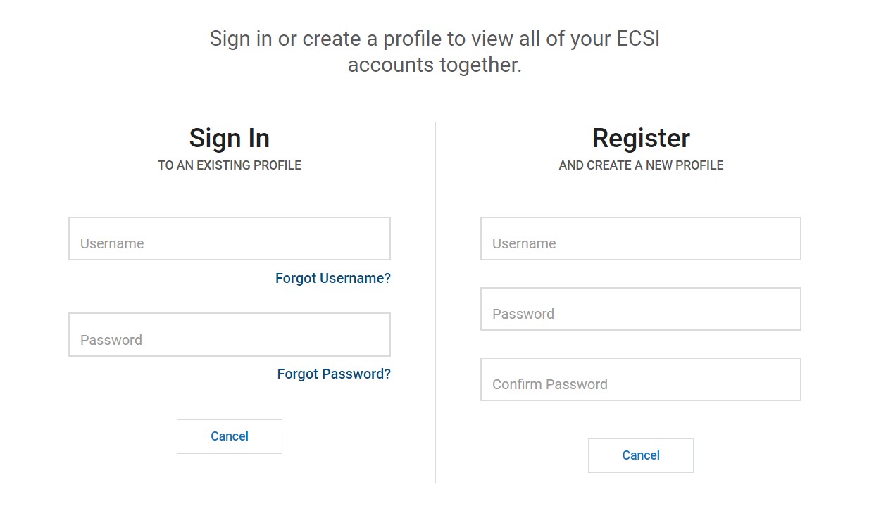 Sign into or Create an Account with ECSI
